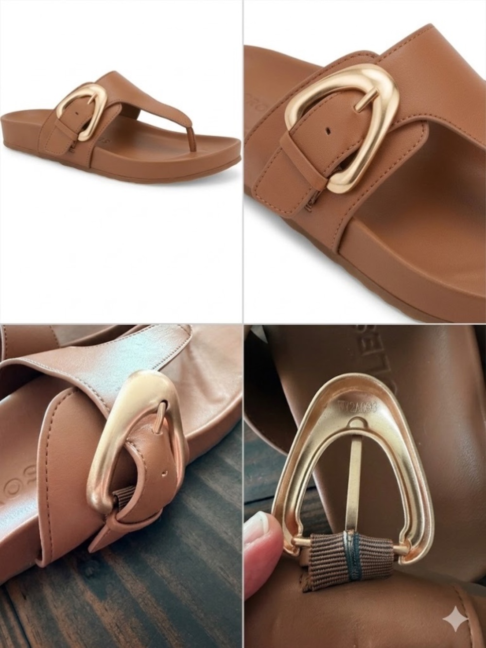 ✨ Aerosoles Lloyd Tan Leather Thong Buckle Sandal Size 8 NWOT - Picture 4 of 4